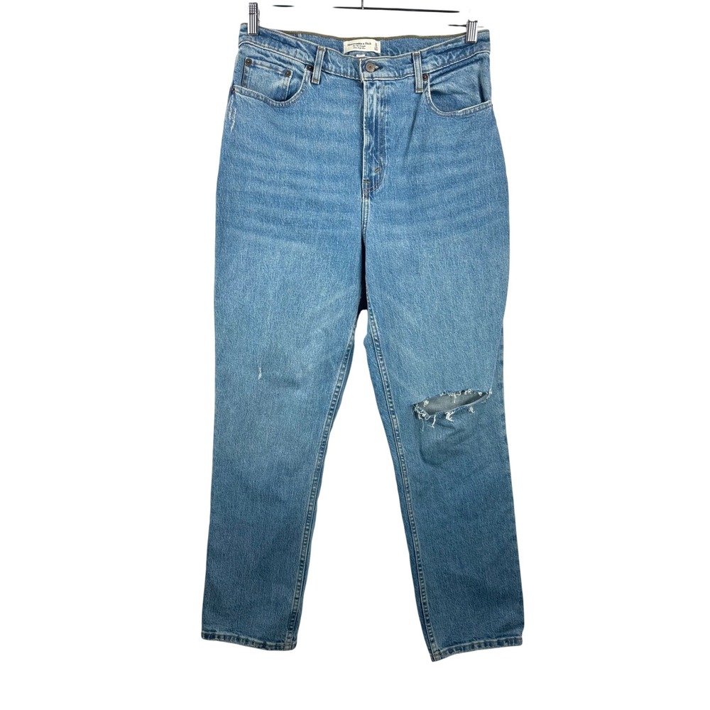 Abercrombie & Fitch‎ 90s Straight Jeans sz 31 Distressed High Rise curve love